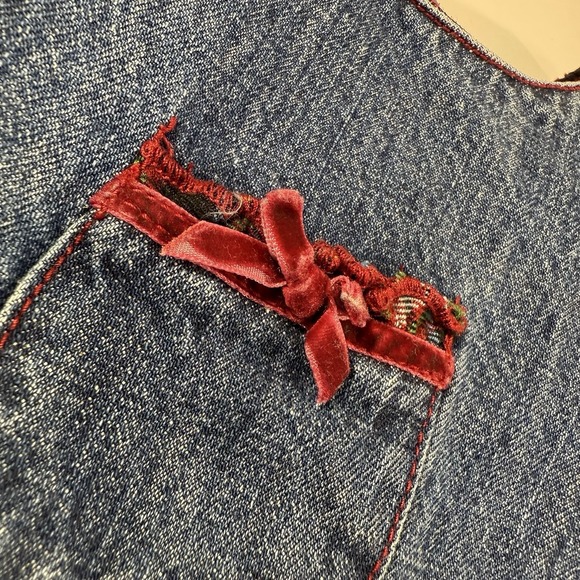 The Children's Place 3-6 Month Denim Jumper Red Plaid Ruffles Fall Christmas - Picture 9 of 10